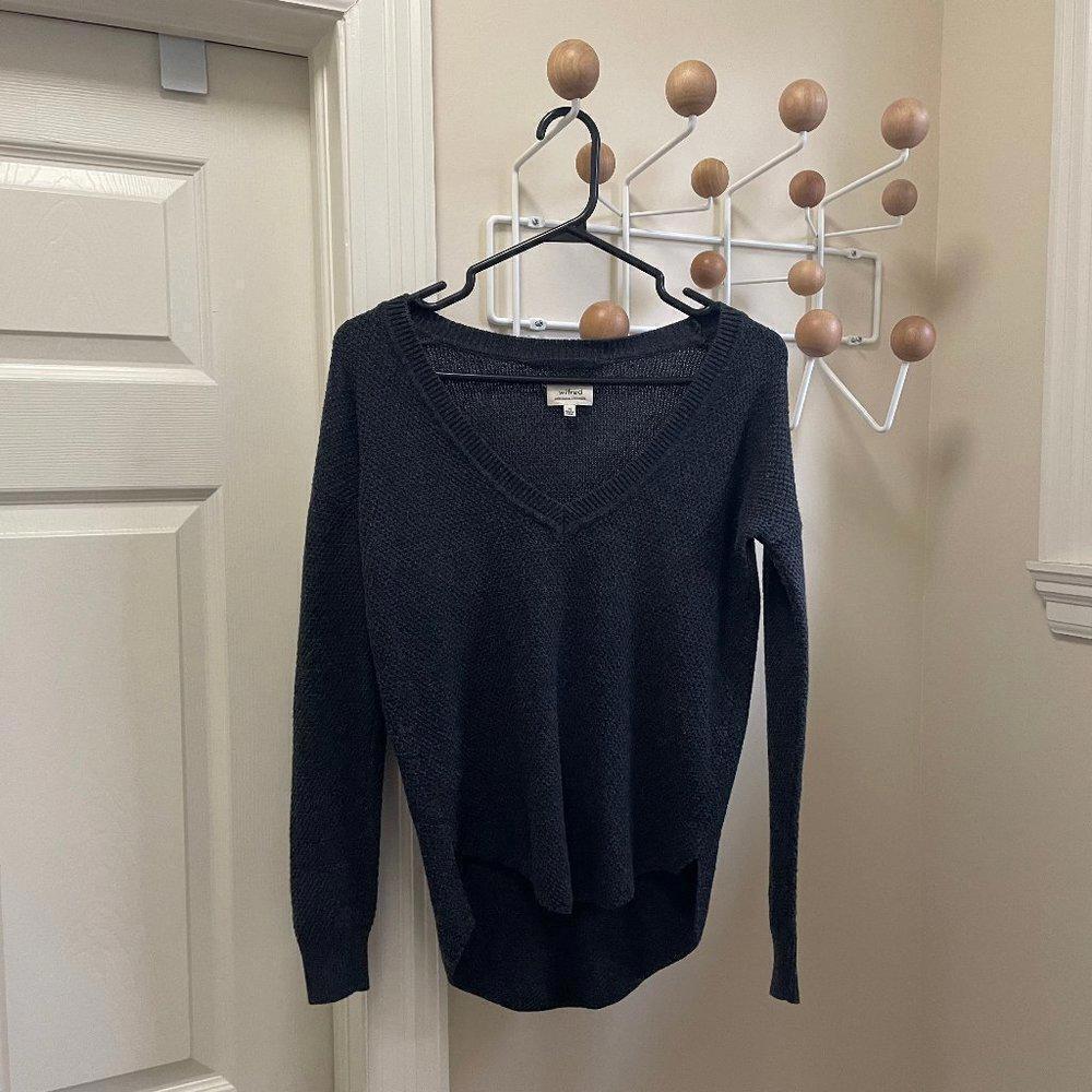 ARITZIA Wilfred Silk & Cashmere Blend Warm Low Cut Sweater - Charcoal - Size XS